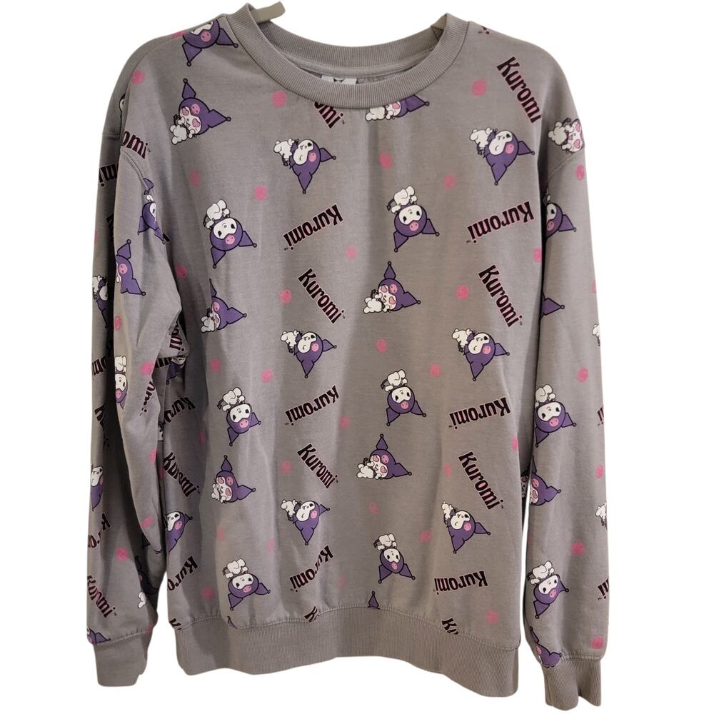 Sanrio Kuromi Gray Crewneck Sweatshirt Juniors Medium All Over Print Kawaii